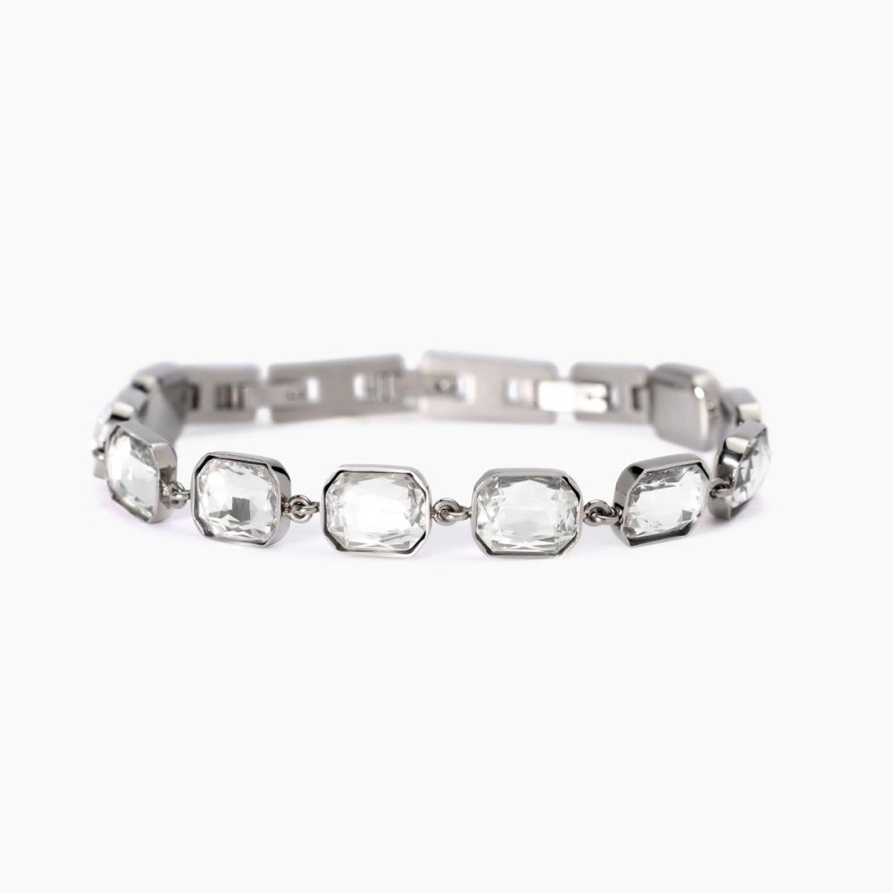 Kidult Bracciale Acciaio Cristalli Bianchi