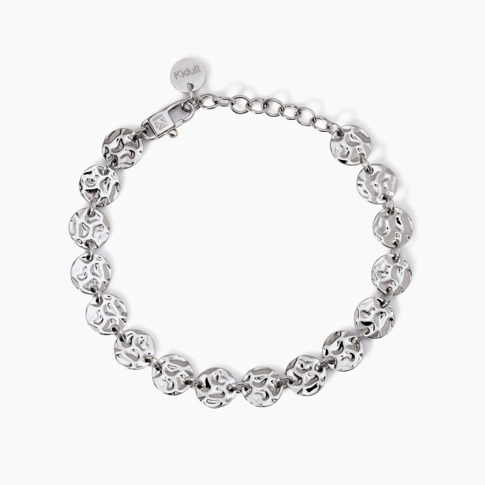 Kidult Bracciale Acciaio Tondi Martellati