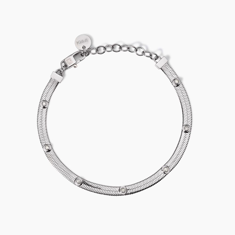 Kidult Bracciale Snake Acciaio Cristalli Bianchi