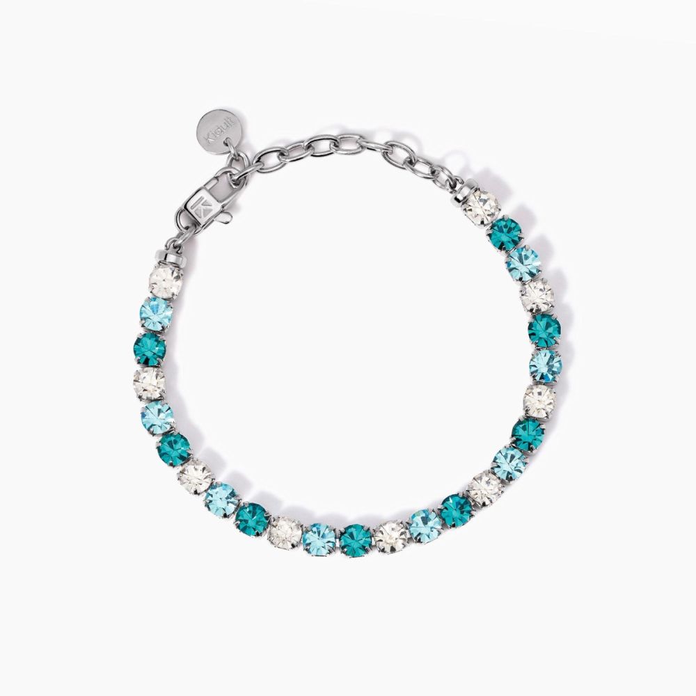 Kidult Tennis Acciaio Cristalli Bianchi e Blu