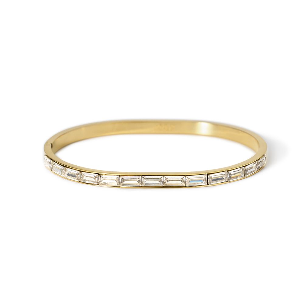 Kidult Bracciale Rigido Acciaio Dorato e Zirconi Style