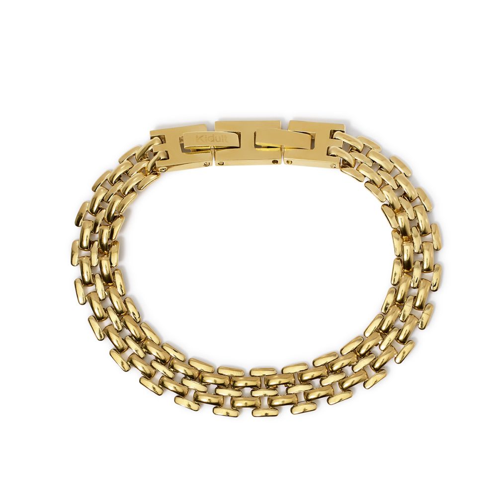 Kidult Bracciale Acciaio Dorato Catena Panther Style