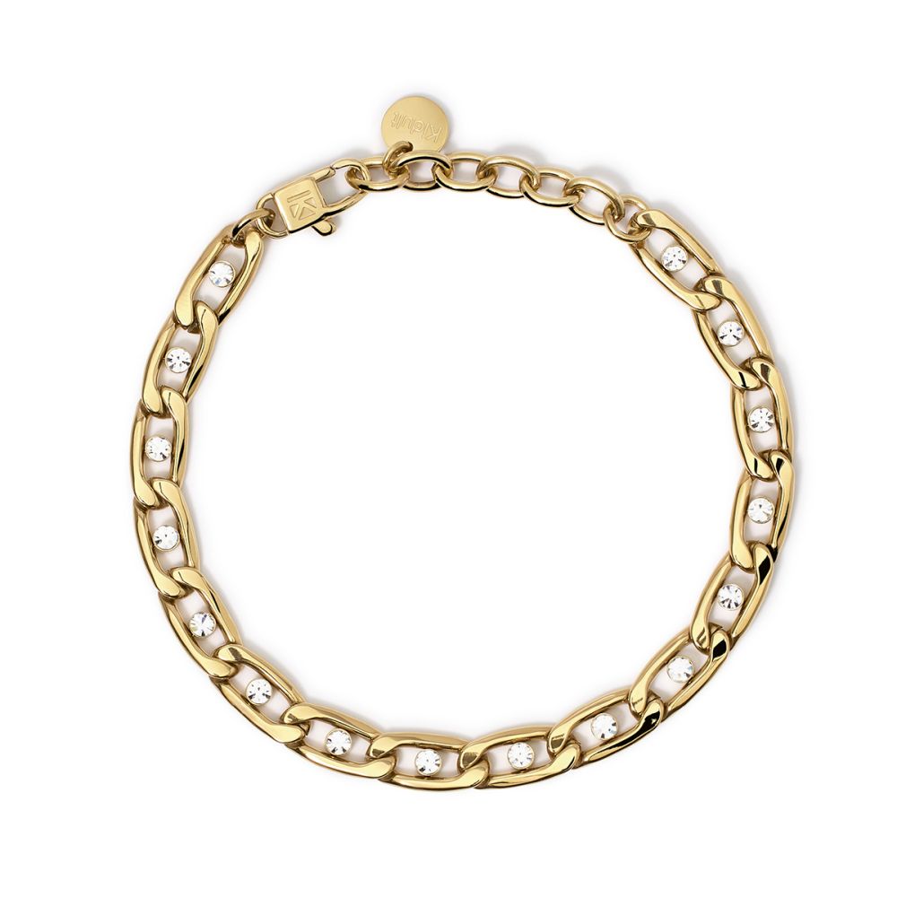 Kidult Bracciale Acciaio Dorato e Zirconi Style