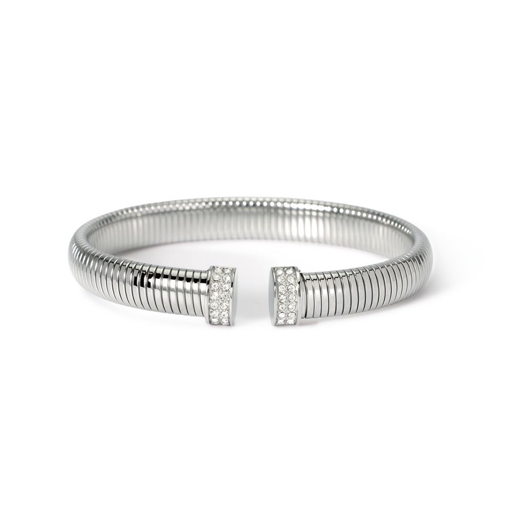Kidult Bracciale Acciaio Tubogas e Cristalli Style