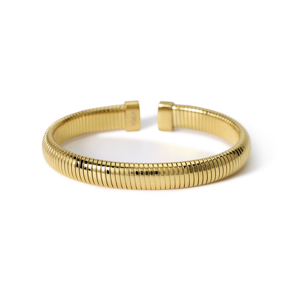 Kidult Bracciale Acciaio Dorato Tubogas e Cristalli Style