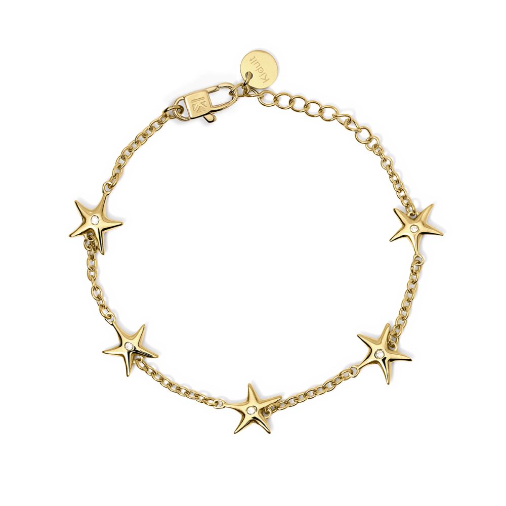 Kidult Bracciale Acciaio Dorato Rolò con Stelle Style