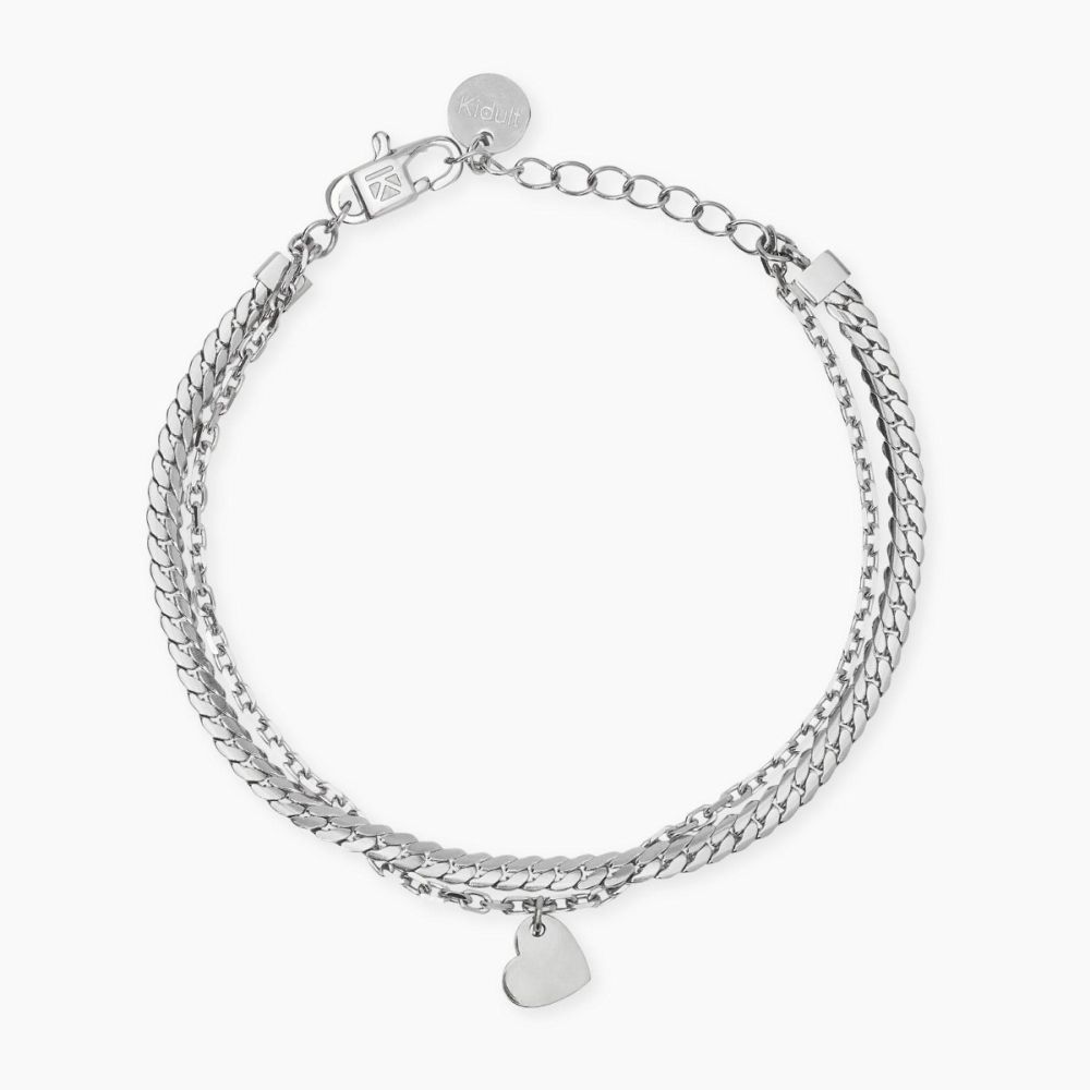 Kidult Bracciale 2 FIli Acciaio con Cuore Style
