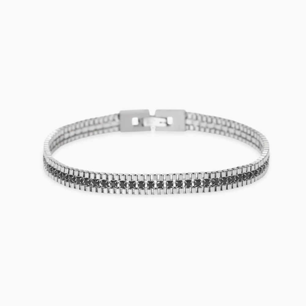 Kidult Bracciale Acciaio Catena Veneta e Zirconi Style