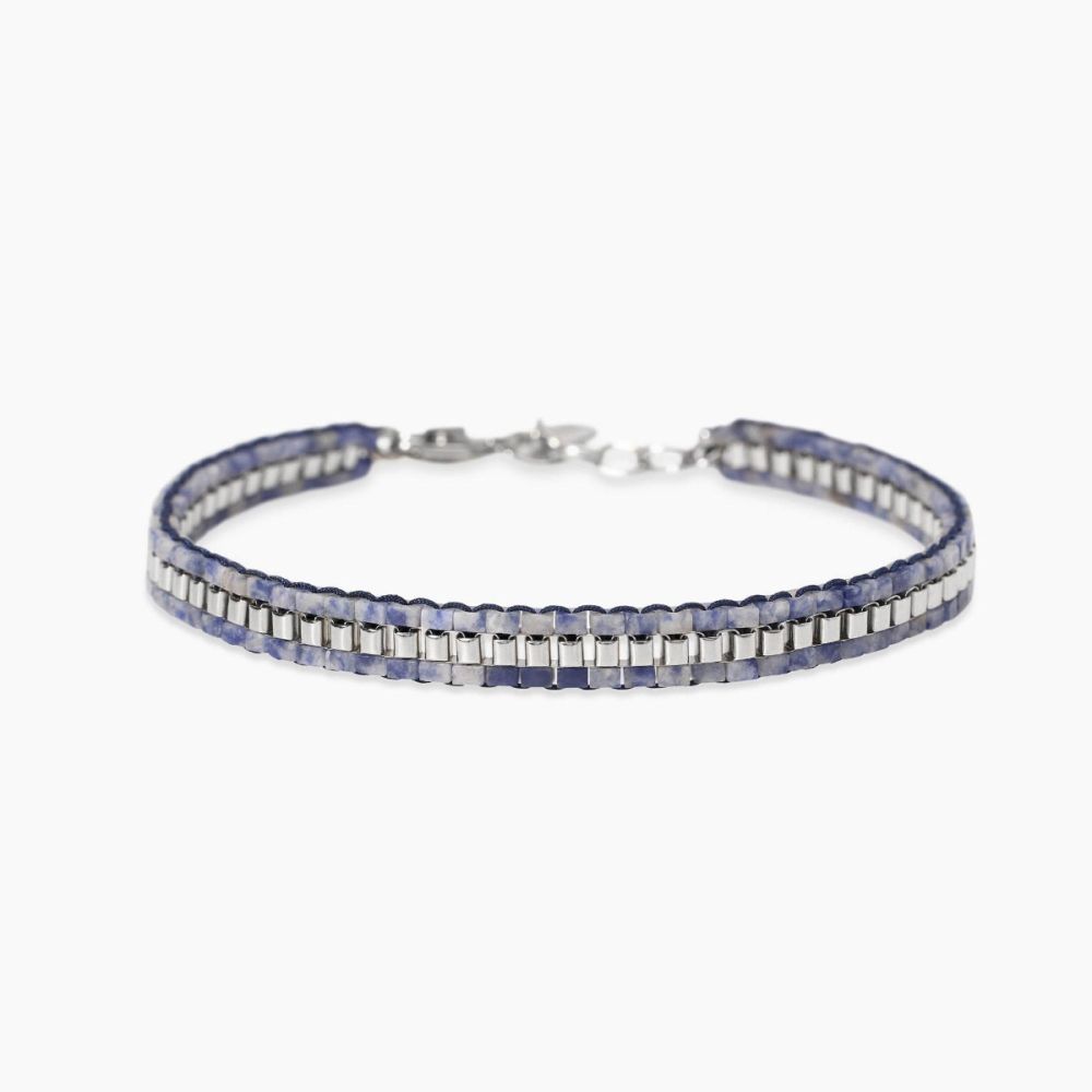 Kidult Bracciale Acciaio Nylon e Diaspro Style