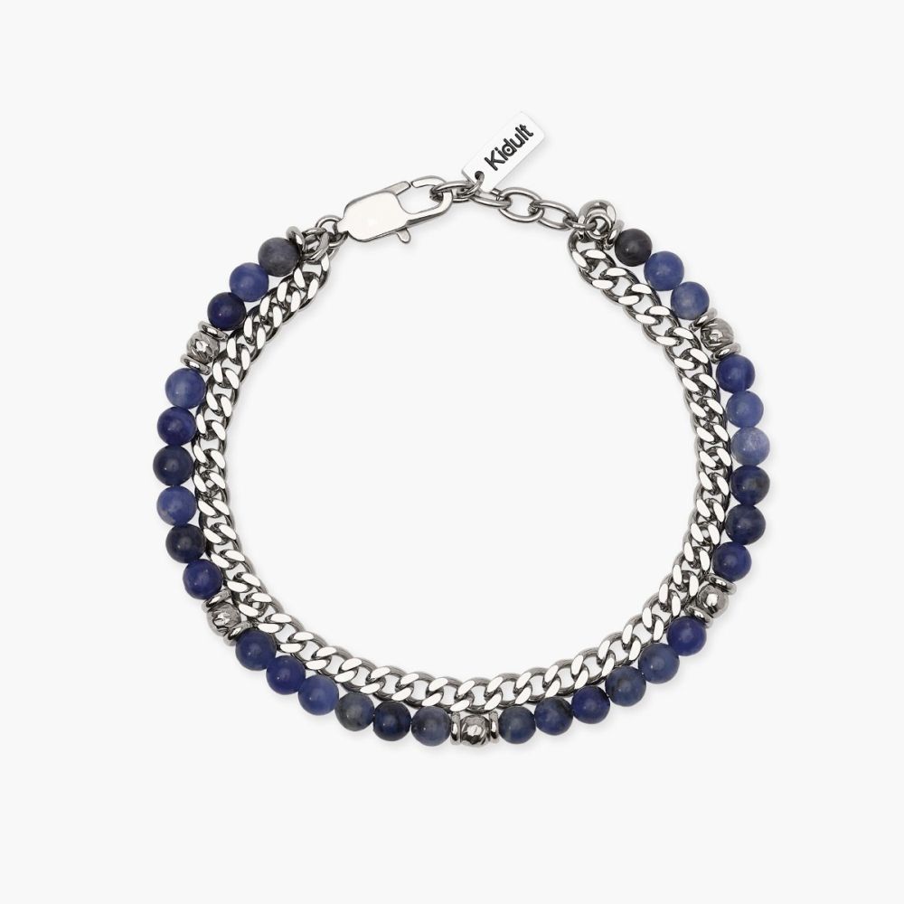 Kidult Bracciale 2 Fili Acciaio con Sodalite