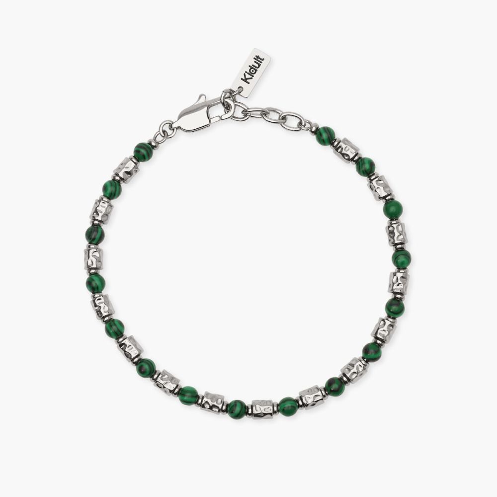 Kidult Bracciale Acciaio e Malachite Sintetica