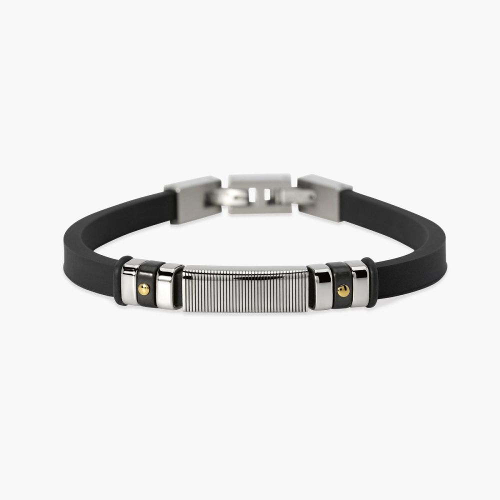 Kidult Bracciale Silicone Nero e Acciaio