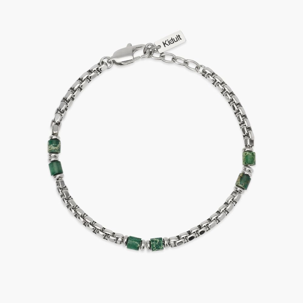 Kidult Bracciale Acciaio e Diaspro Verde
