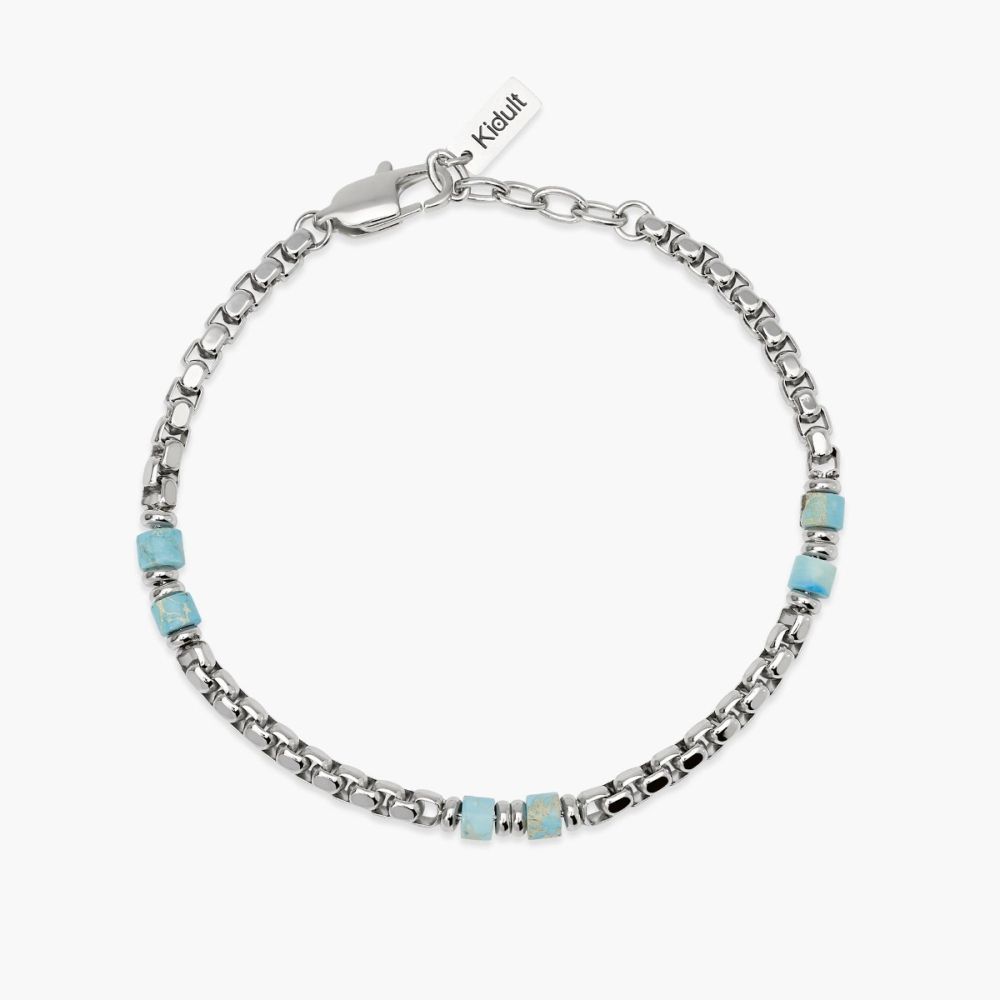 Kidult Bracciale Acciaio e Diaspro Azzurro