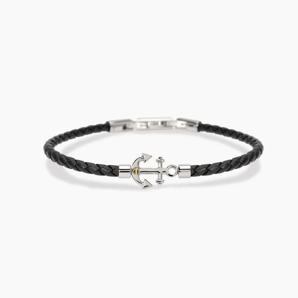 Kidult Bracciale Lab-Leather Nera e Ancora
