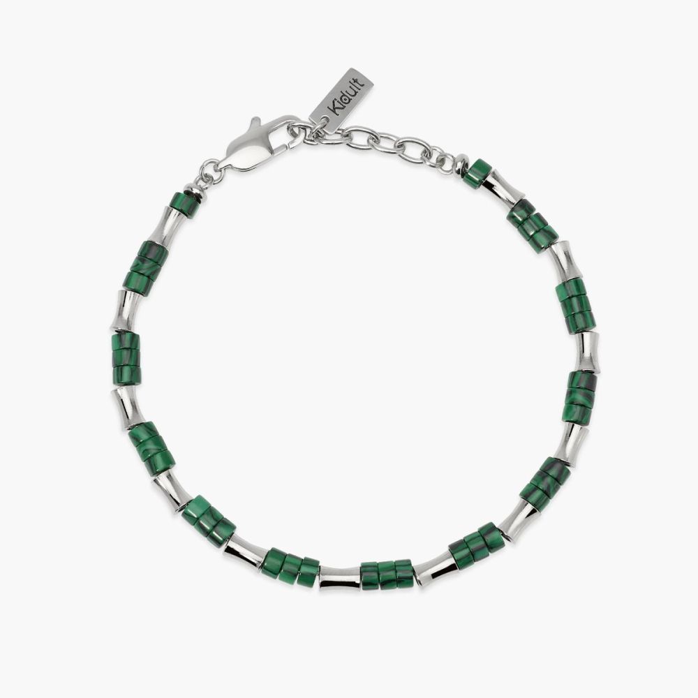 Kidult Bracciale Acciaio e Malachite Sintetica