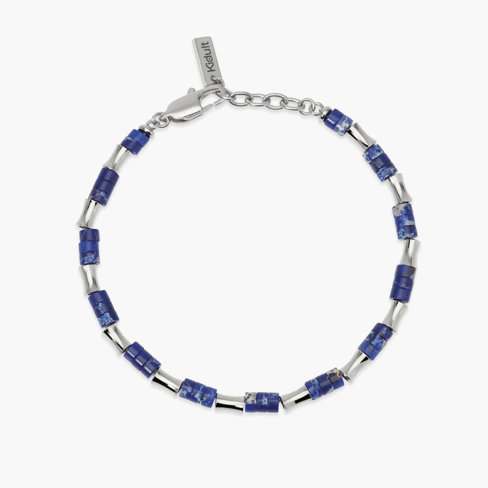 Kidult Bracciale Acciaio e Diaspro Blu