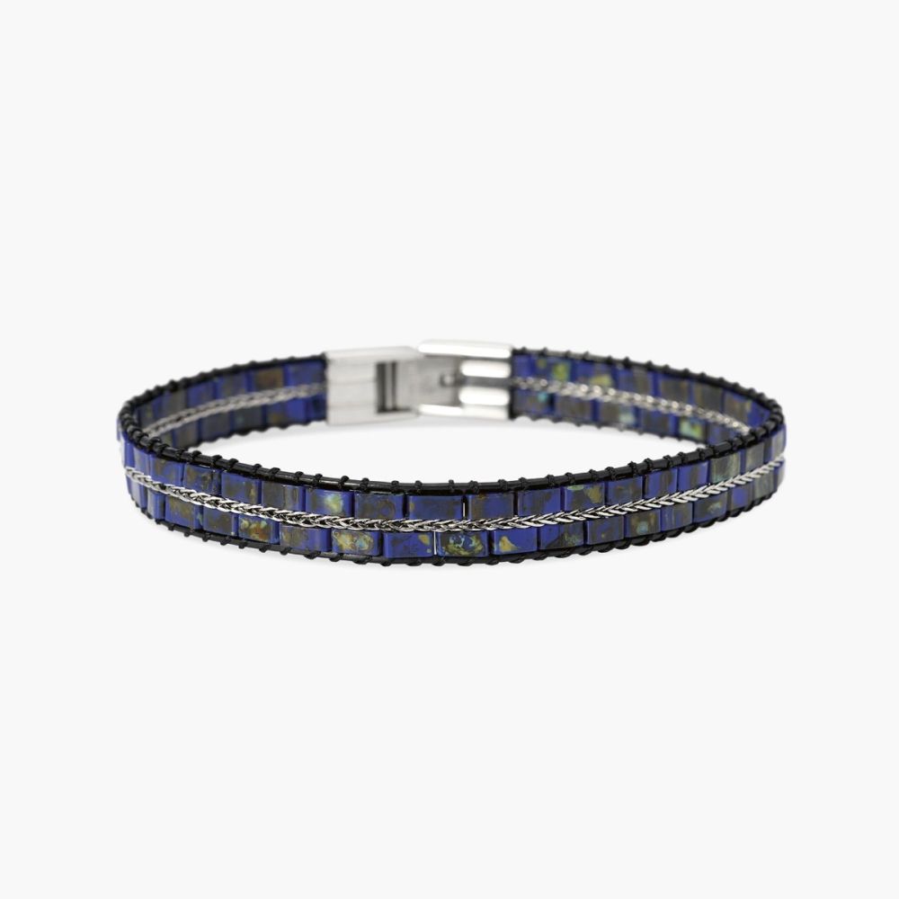 Kidult Bracciale Acciaio Lapis Sintetico e Cordino