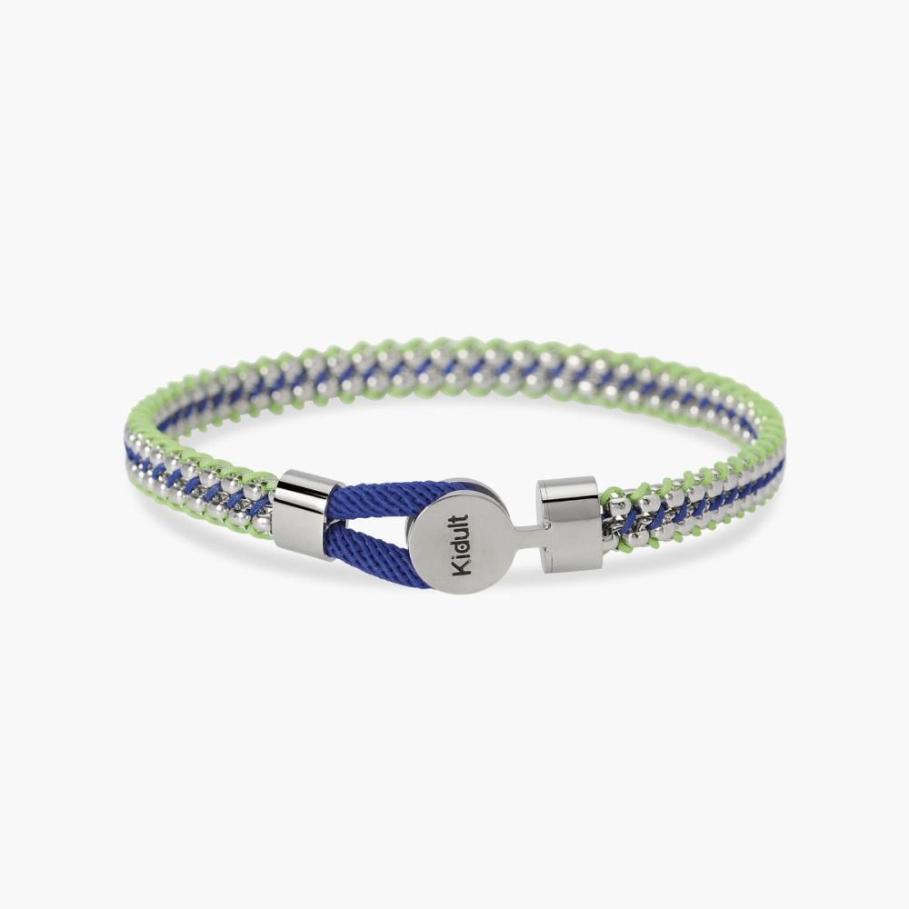 Kidult Bracciale Acciaio e Nylon Blu e Verde