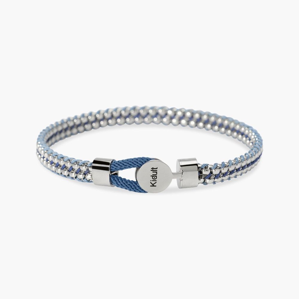 Kidult Bracciale Acciaio e Nylon Blu e Azzurro