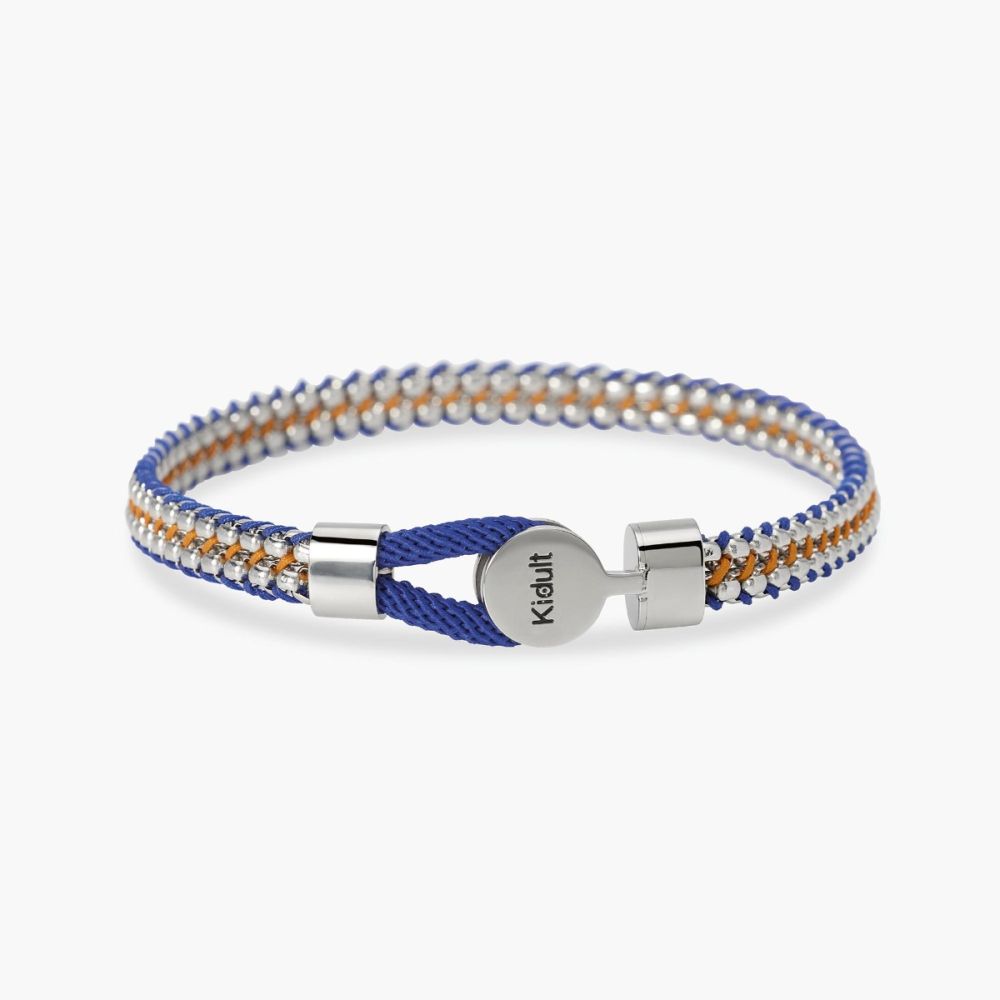 Kidult Bracciale Acciaio e Nylon Blu e Arancione