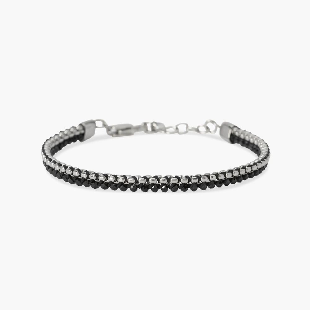 Kidult Bracciale Acciaio Nylon e Spinello Nero