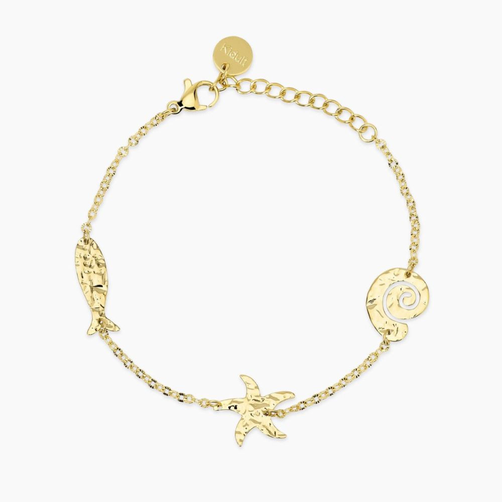 Kidult Bracciale Acciaio Gold con Elementi Marini
