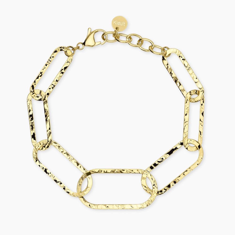 Kidult Bracciale Acciaio Gold Maglie Martellate