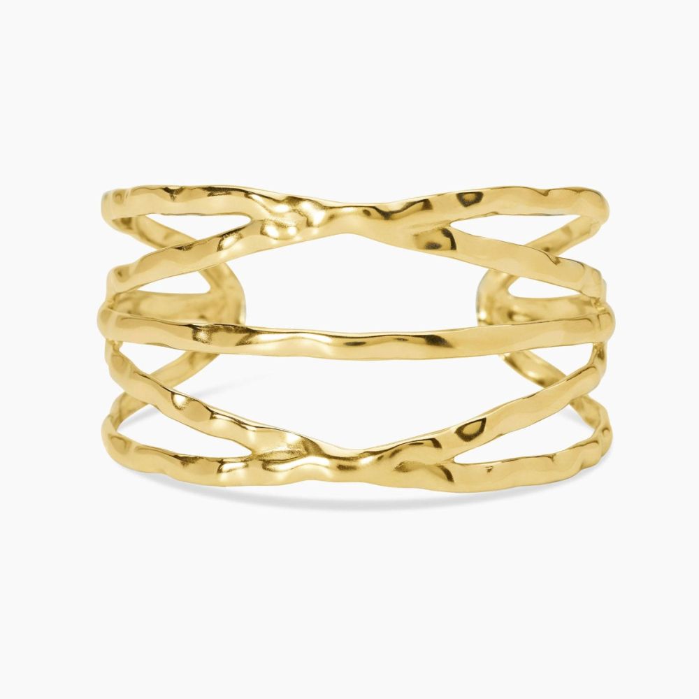 Kidult Bracciale Rigido Acciaio Gold Martellato