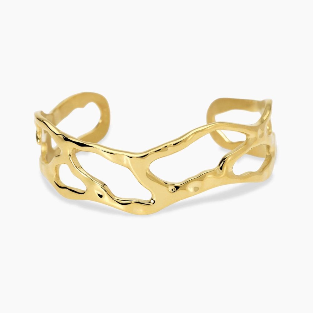 Kidult Bracciale Rigido Acciaio Gold Martellato