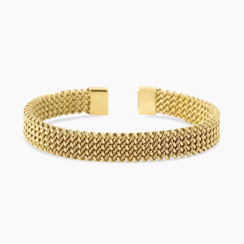 KIidult Bracciale Cuff Acciaio Gold Maglia Mesh