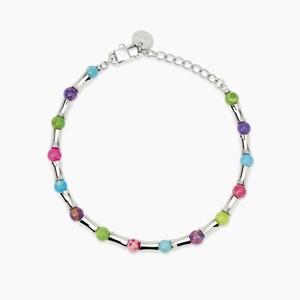 Kidult Bracciale Acciaio con Diaspro Multicolor