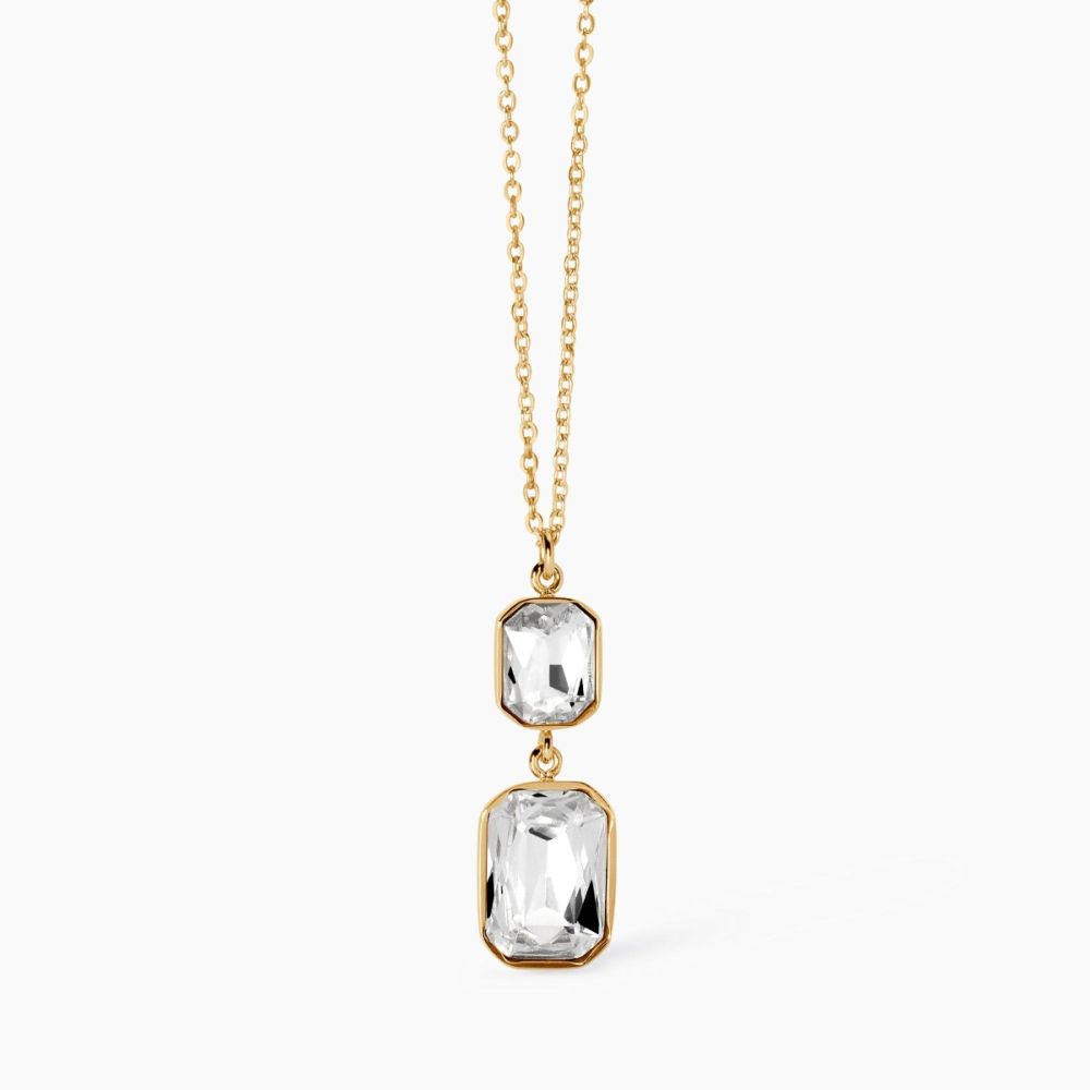 Kidult Collana Acciaio Gold Cristalli Bianchi
