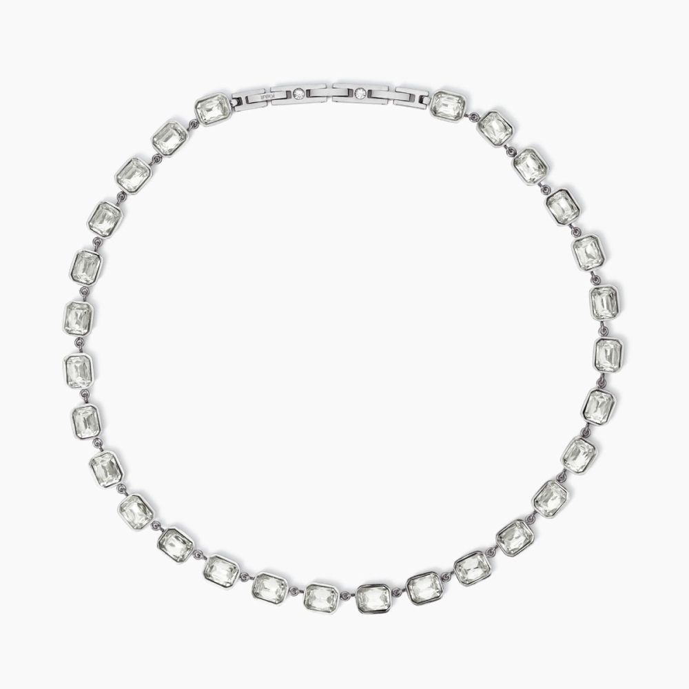 Kidult Collana Acciaio Cristalli Bianchi 