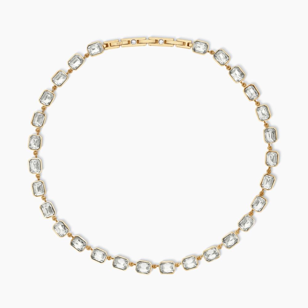 Kidult Collana Acciaio Gold Cristalli Bianchi