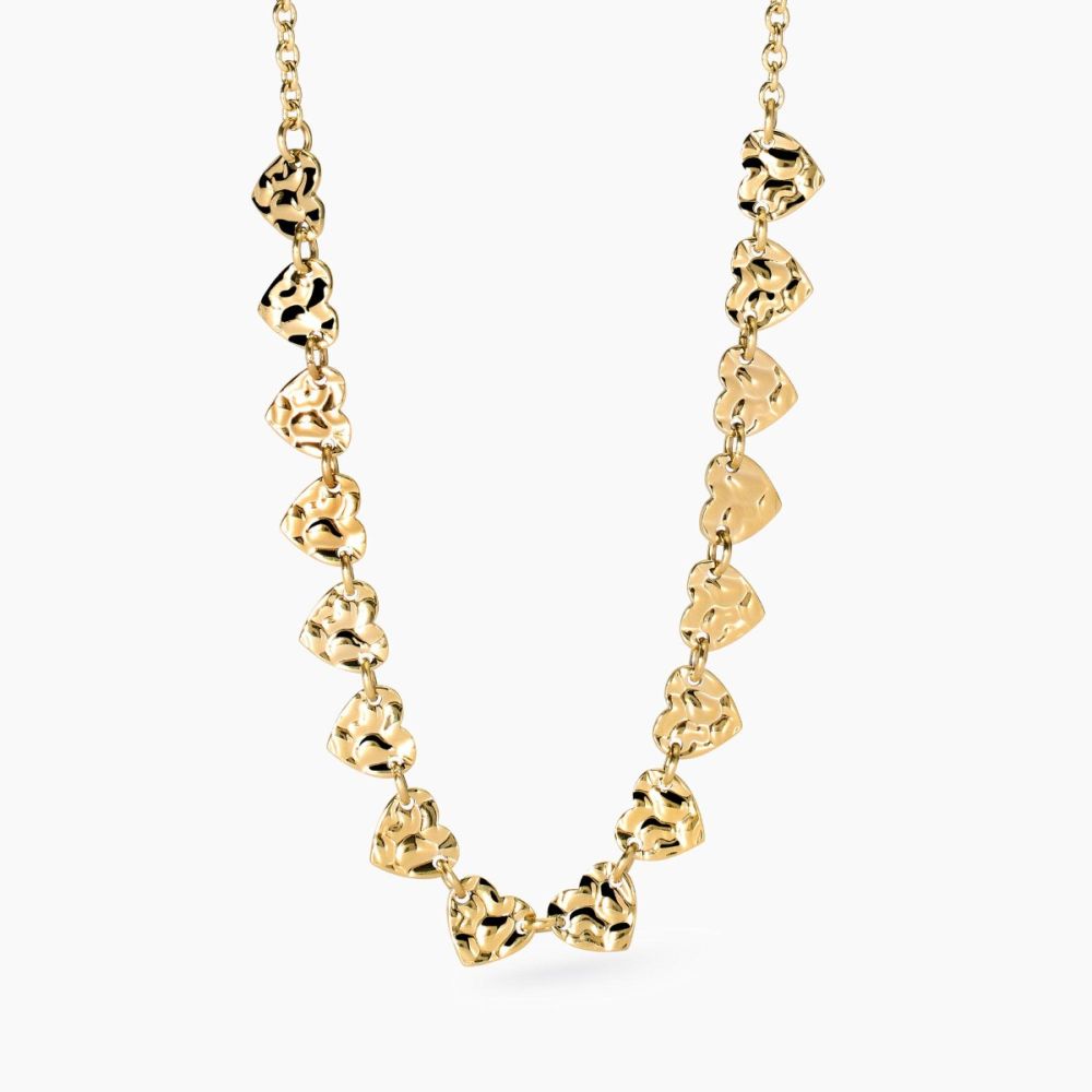 Kidult Collana Acciaio Gold Cuori Martellati