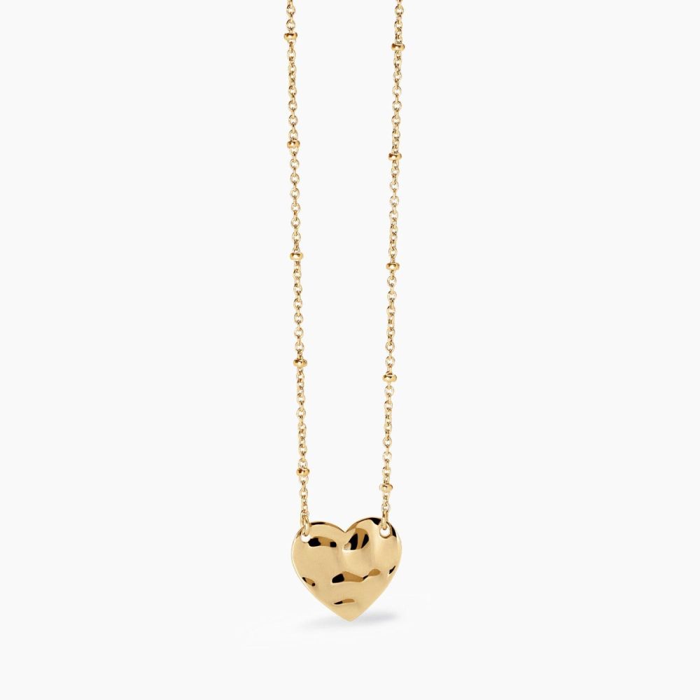 Kidult Collana Acciaio Gold Cuore Martellato
