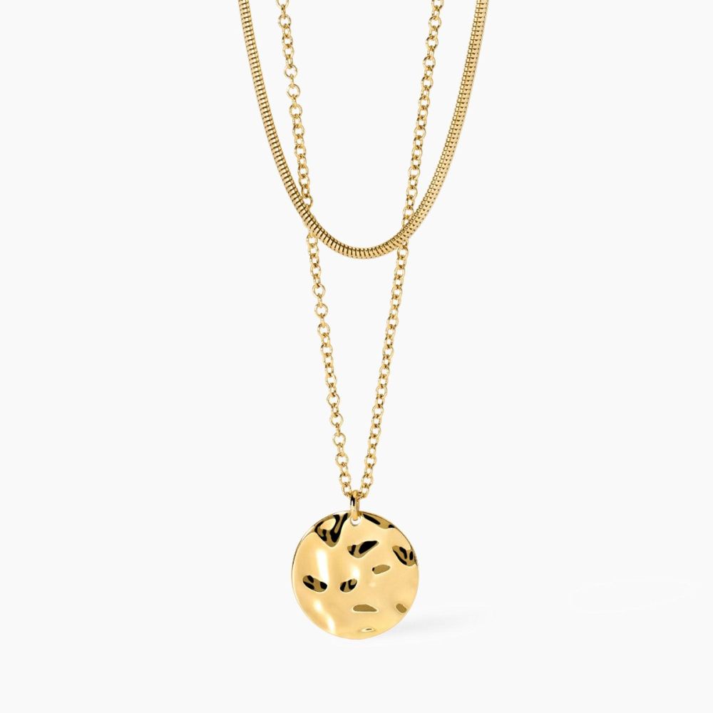 Kidult Collana 2 Fili Acciaio Gold Tondo Martellato
