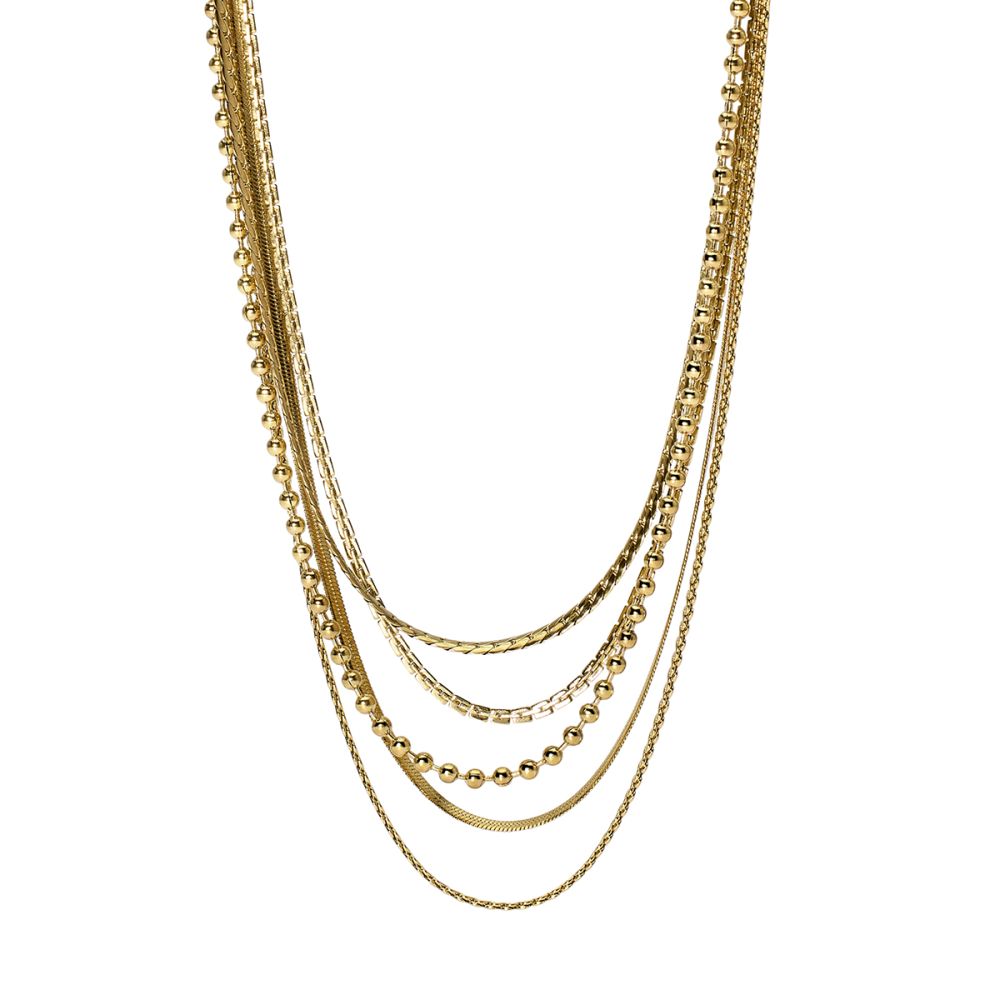Kidult Collana 5 Catene Acciaio Dorato Style