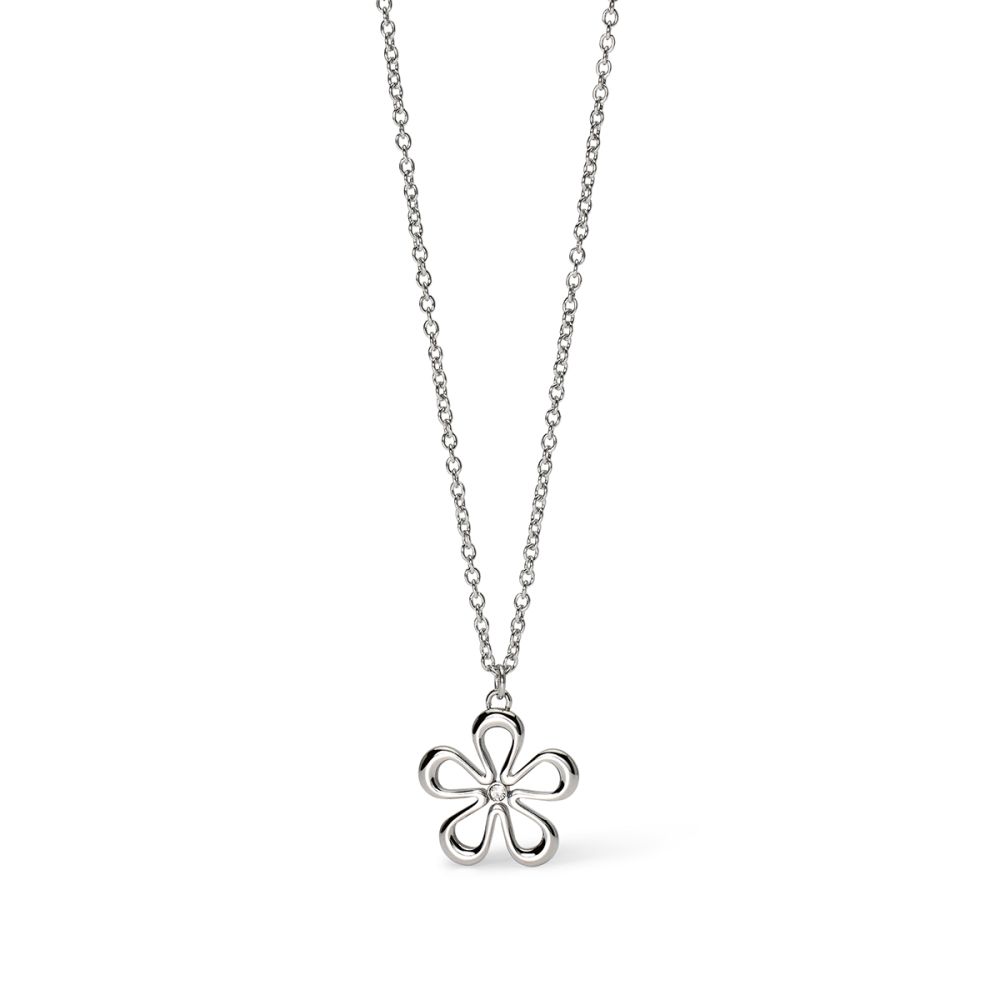 Kidult Collana Acciaio Rolo e Fiore Style