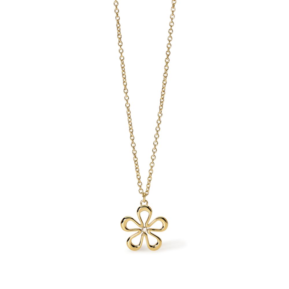 Kidult Collana Acciaio Dorato Rolo e Fiore Style