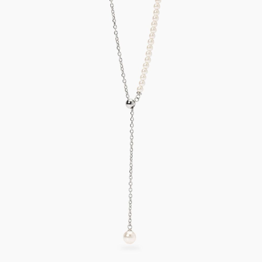 Kidult Collana Acciaio e Perle Conchiglia Style