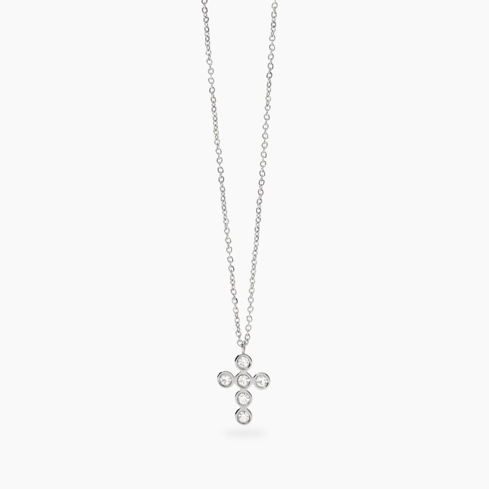 Kidult Collana Acciaio Croce con Cristalli Style