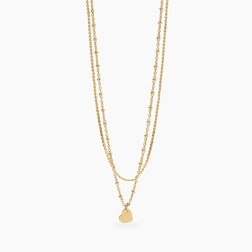 Kidult Collana 2 Fili Acciaio Gold e Cuore Style