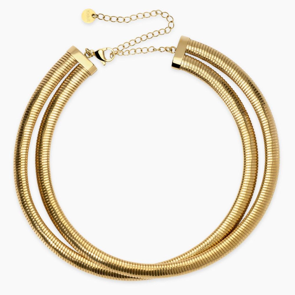 Kidult Doppia Collana Tubogas Acciaio Gold Style
