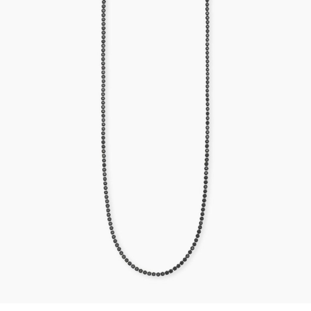 Kidult Collana Tennis Acciaio Cristalli Neri Style