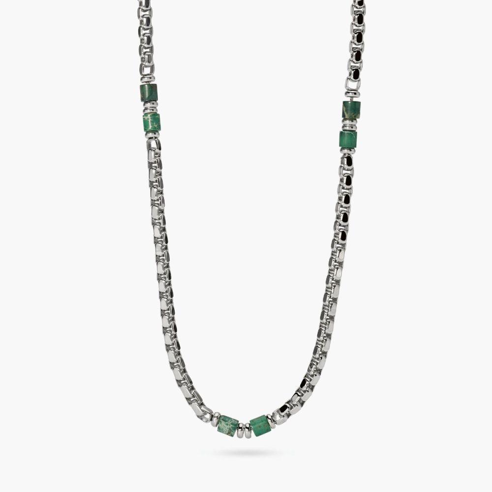 Kidult Collana Acciaio e Diaspro Verde