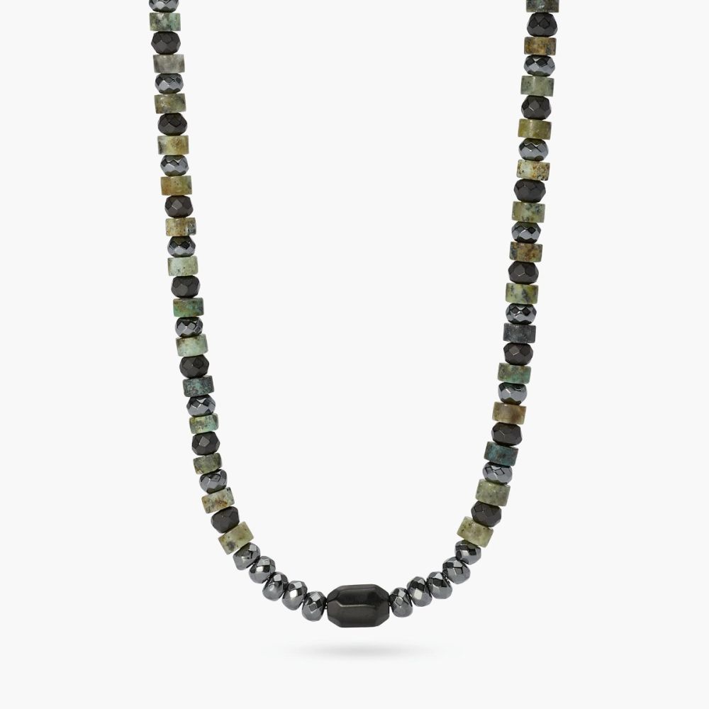 Kidult Collana Acciaio con Ematite e Turchese