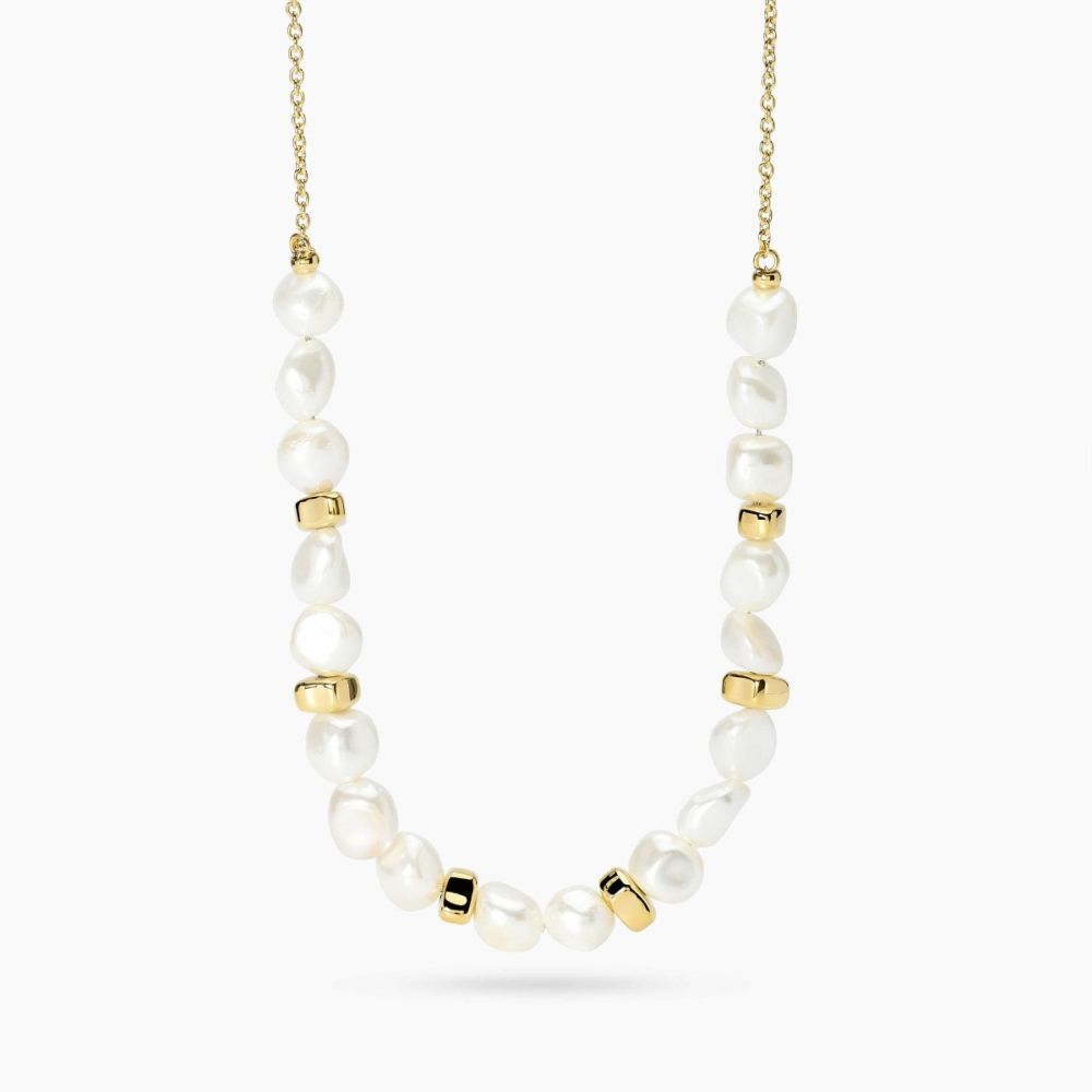 Kidult Collana Acciaio Gold con Perle Conchiglia