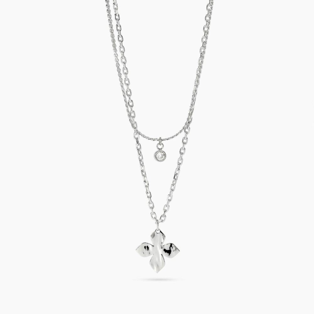 Kidult Collana 2 Fili Acciaio con Fiore